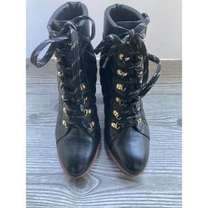 Kate Spade NY Gianna Black Leather Quilted Ankle Boots Sz 8.5